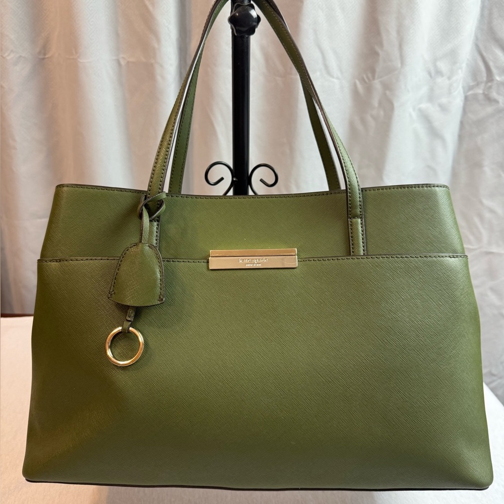 Green Saffiano Leather Tote Bag